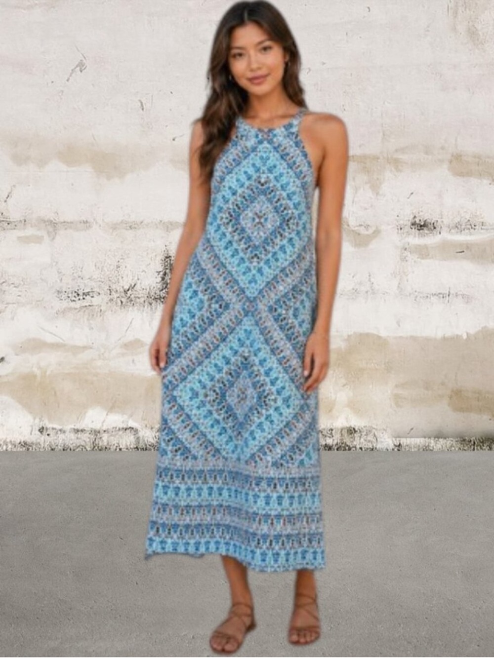 The Limited Blue and White Halter Sundress Size XS